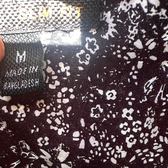 Slim Fit Luxury Marc Anthony Black and White Floral Men's Shirt - Picture 4 of 6